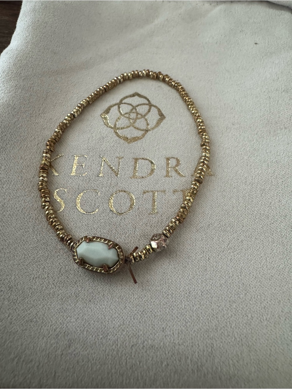 Kendra Scott Gold Beaded Bracelet with White Center Stone - Picture 2 of 2